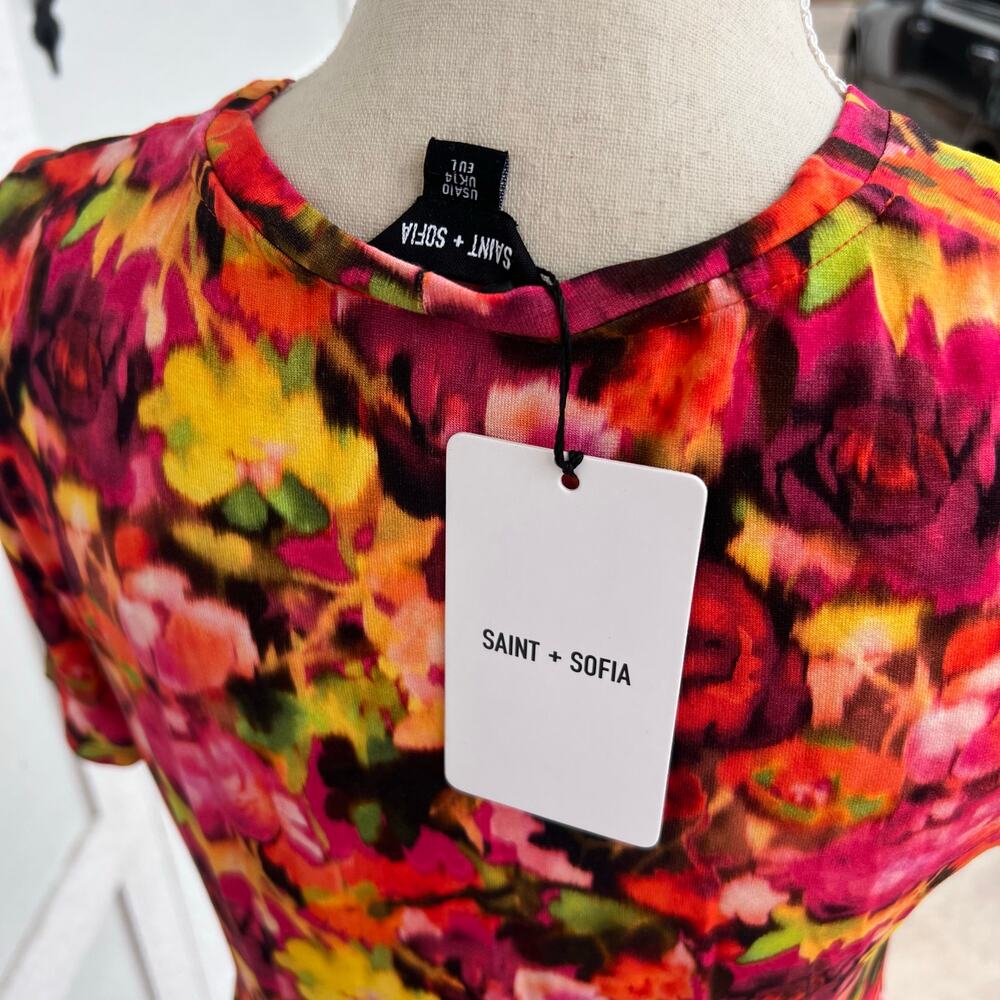 Saint + Sofia Floral Maxi Dress L Greenwich Bright Bold NWT - Picture 8 of 10